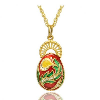 Russian style crystal Faberge egg pendant